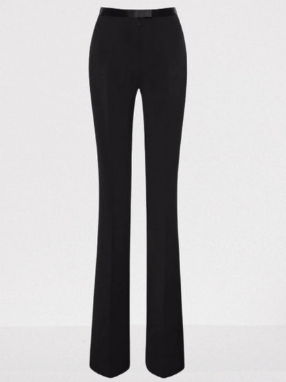Black Off-Shoulder Jacket and Pant Suit with Lace Trim - Suits & Sets
