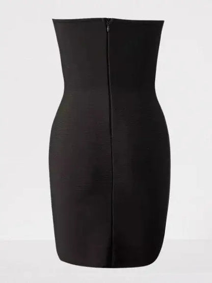 Black Pearl & Rhinestone Embellished Mini Dress - Dresses