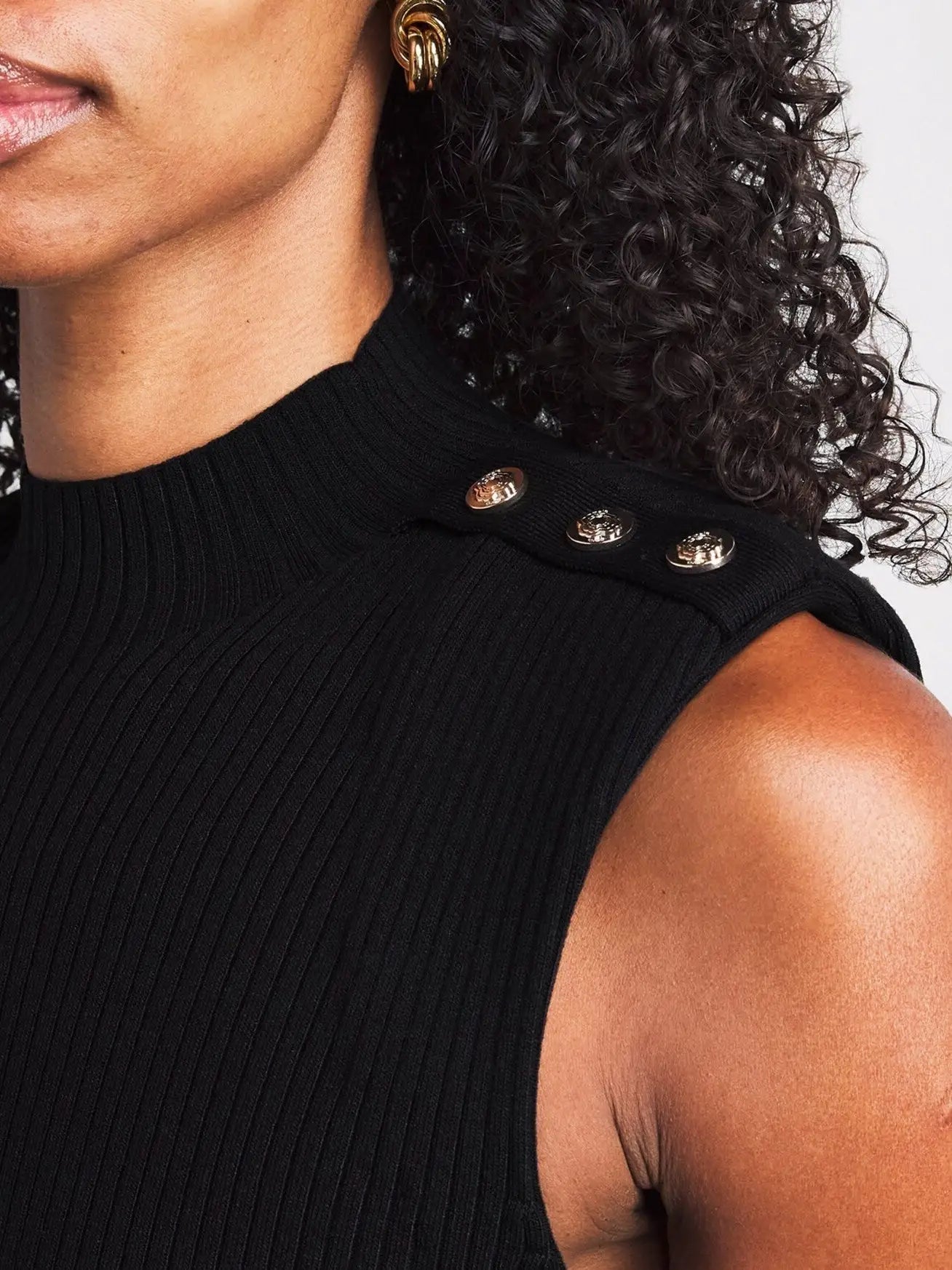 Black Rib-Knit Balloon-Skirt Mini Dress - Dresses