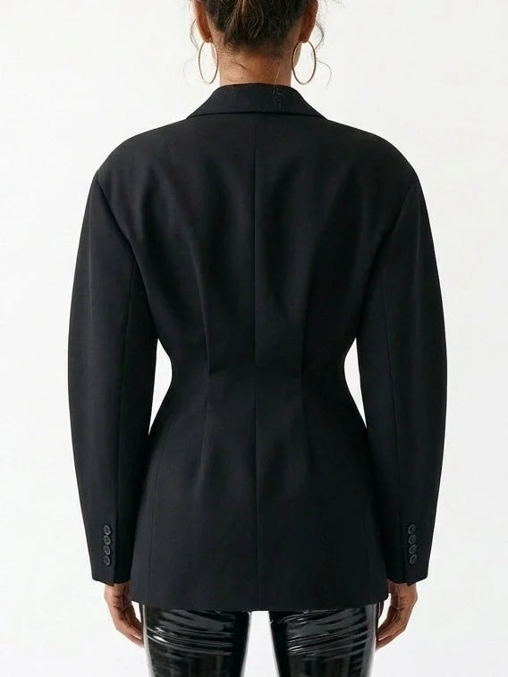 Black Sculpted Single Breasted Blazer - Jackets