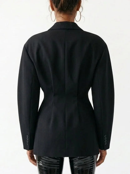 Black Sculpted Single Breasted Blazer - Jackets