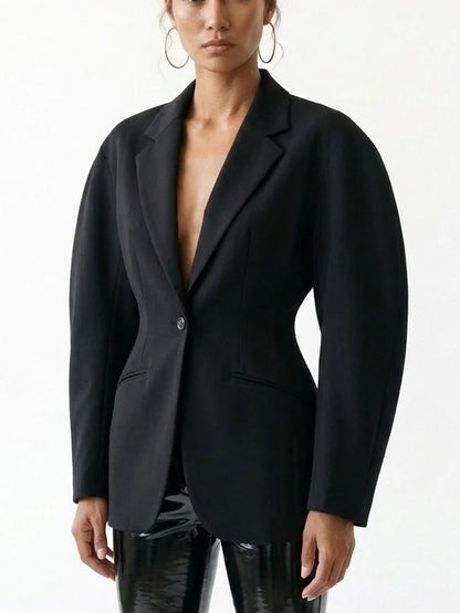 Black Sculpted Single Breasted Blazer - Jackets