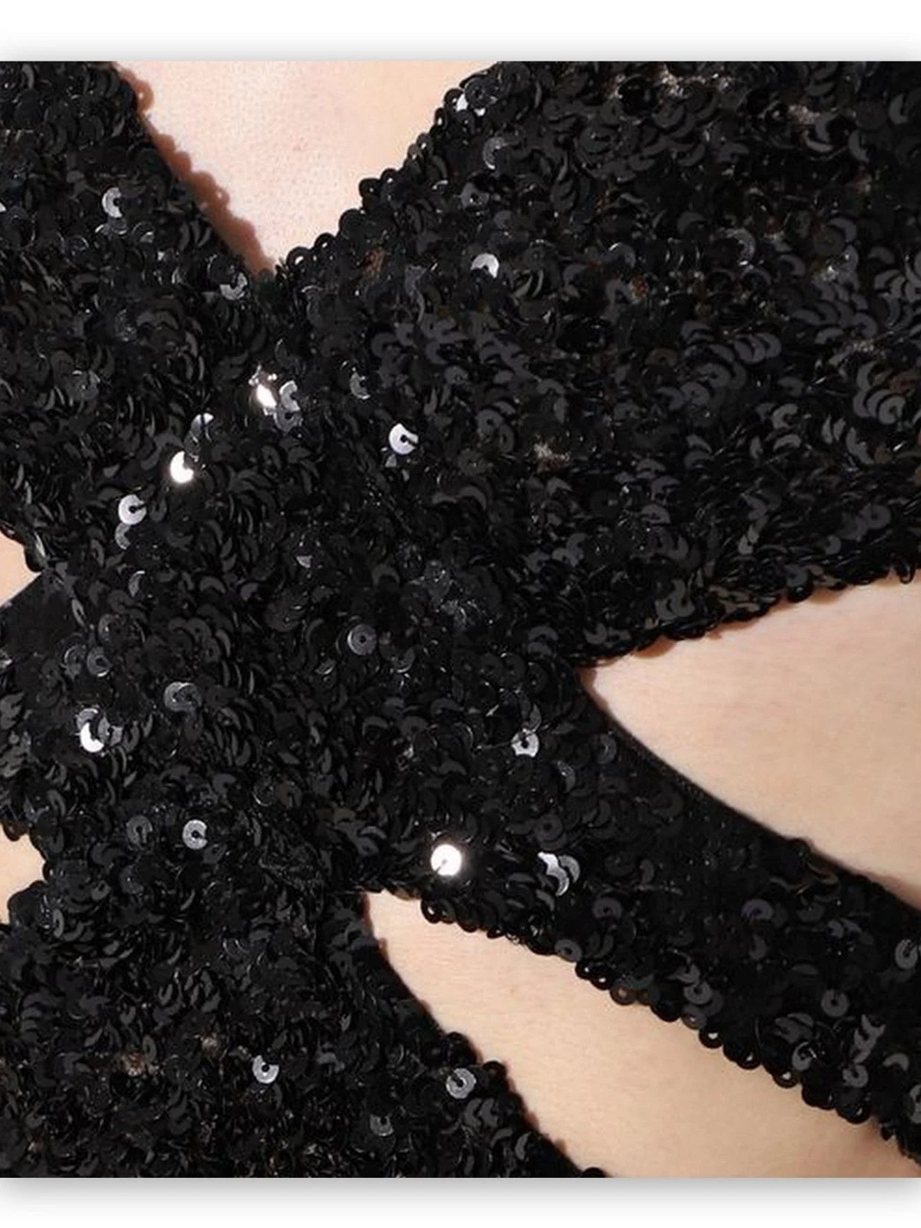 Black Sequin-Embellished Cut-Out Gown - Dresses
