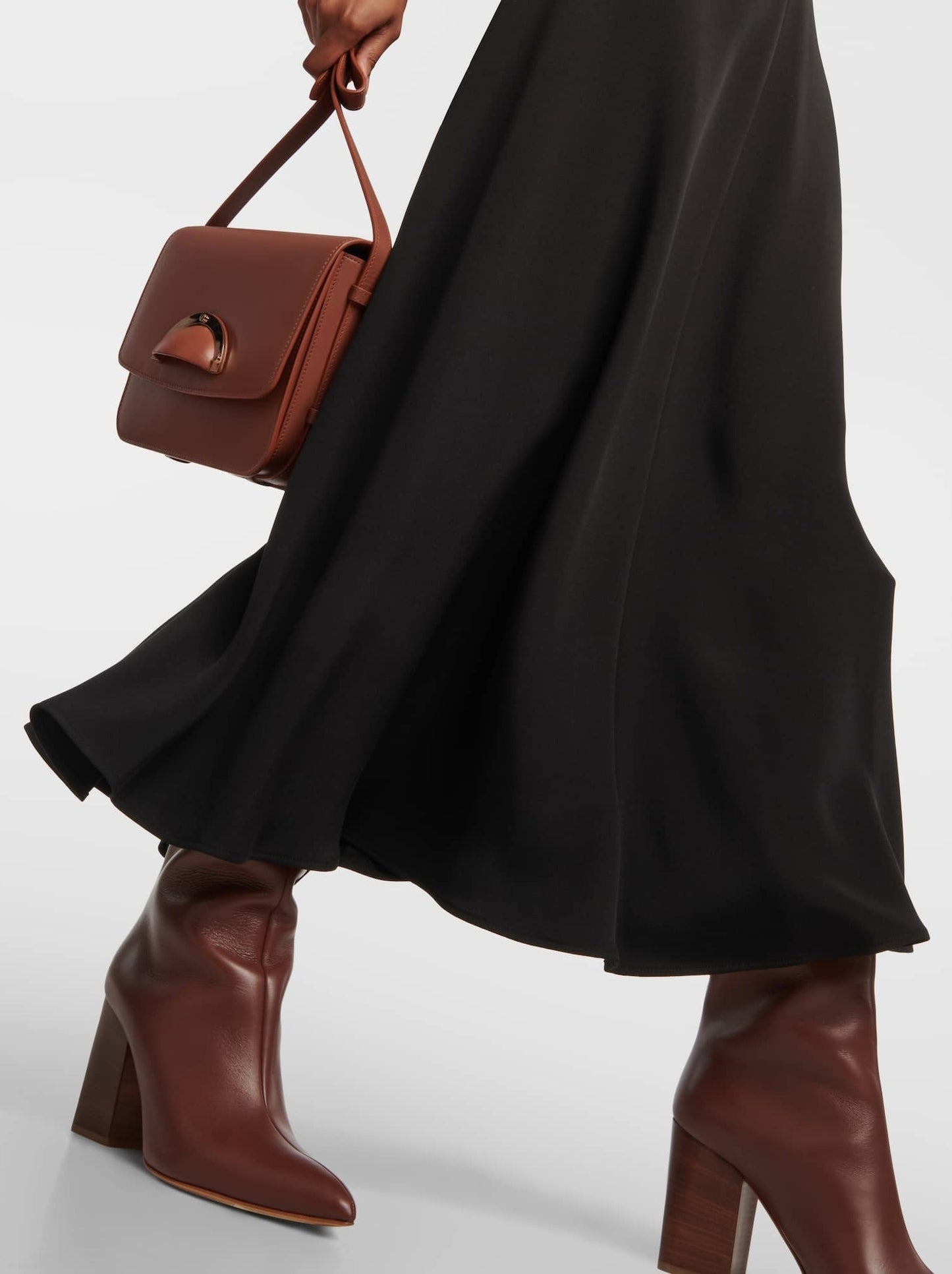 Black Silk V-Neck Maxi Dress - Dresses
