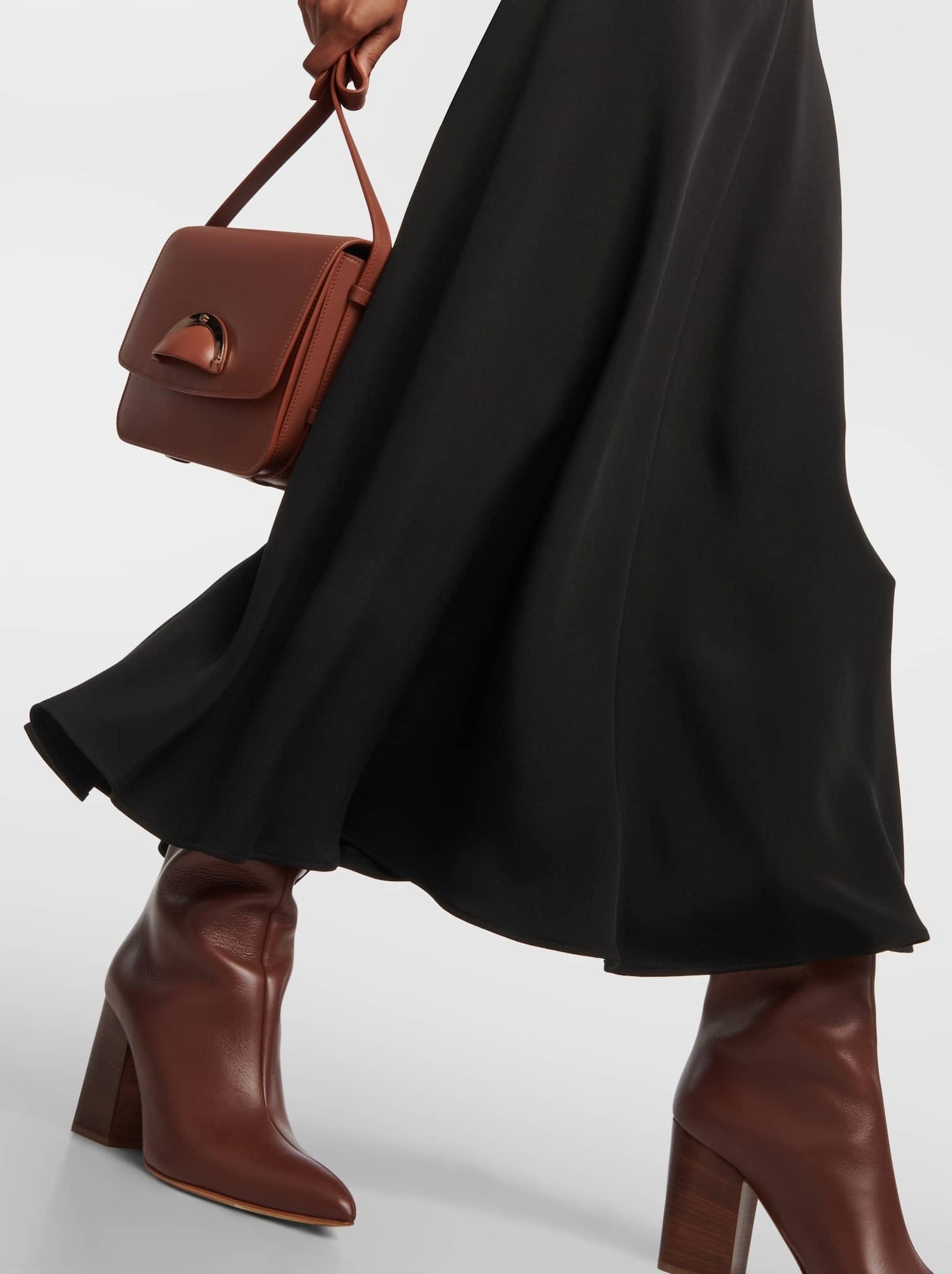 Black Silk V-Neck Maxi Dress - Dresses