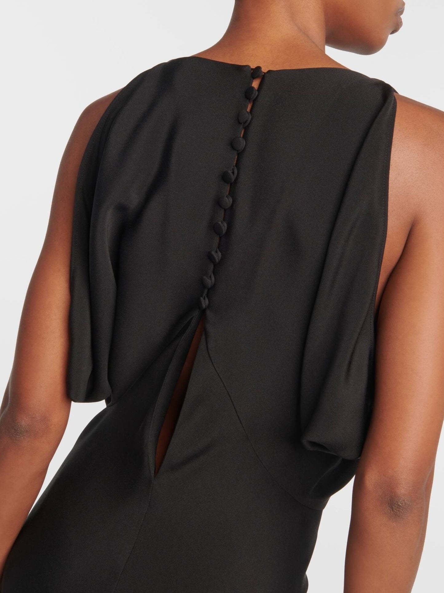 Black Silk V-Neck Maxi Dress - Dresses