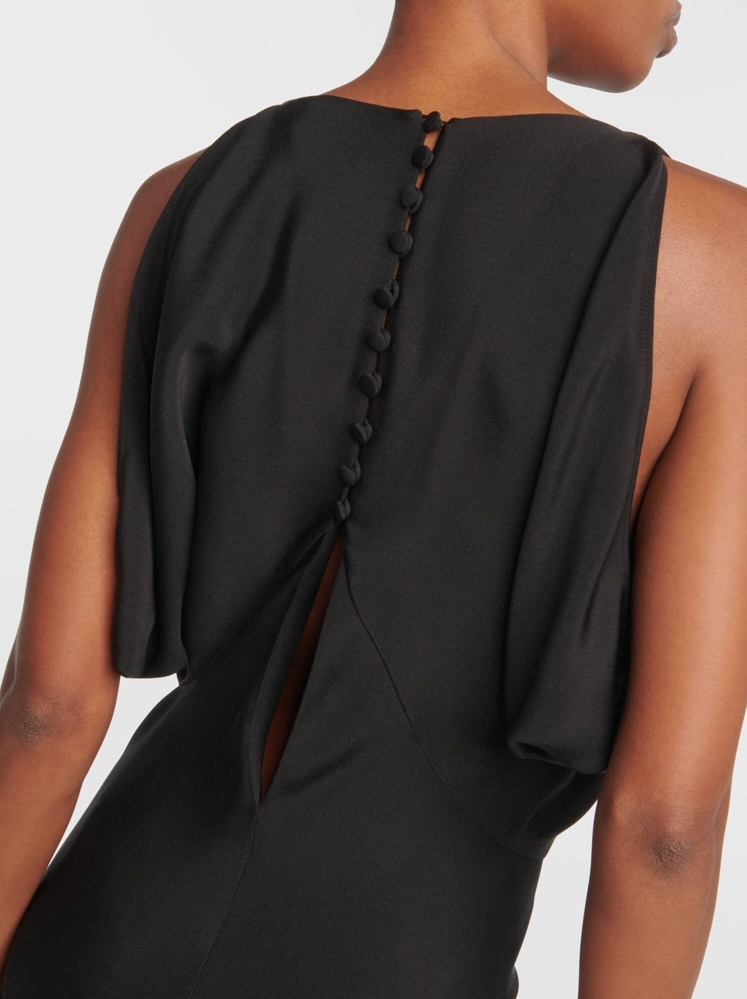 Black Silk V-Neck Maxi Dress - Dresses