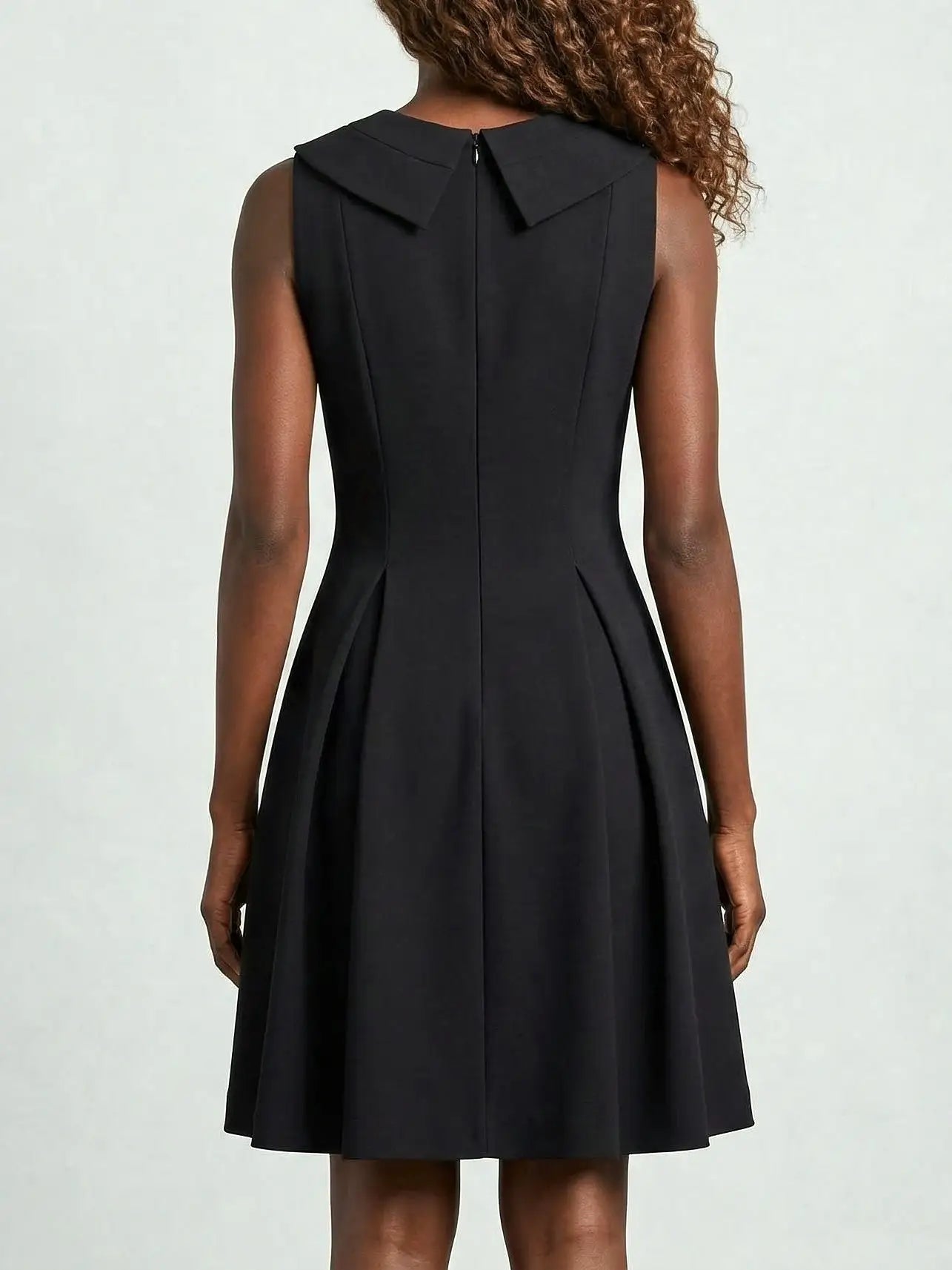 Black Sleeveless Mini Dress with Bow and Contrast Bib - Dresses