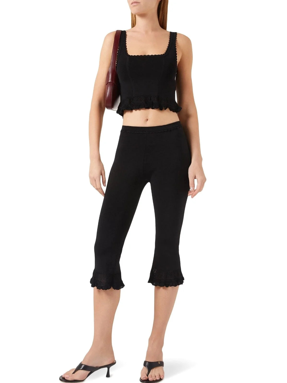 Black Stretch Knit Tank and Capri Set - Suits & Sets