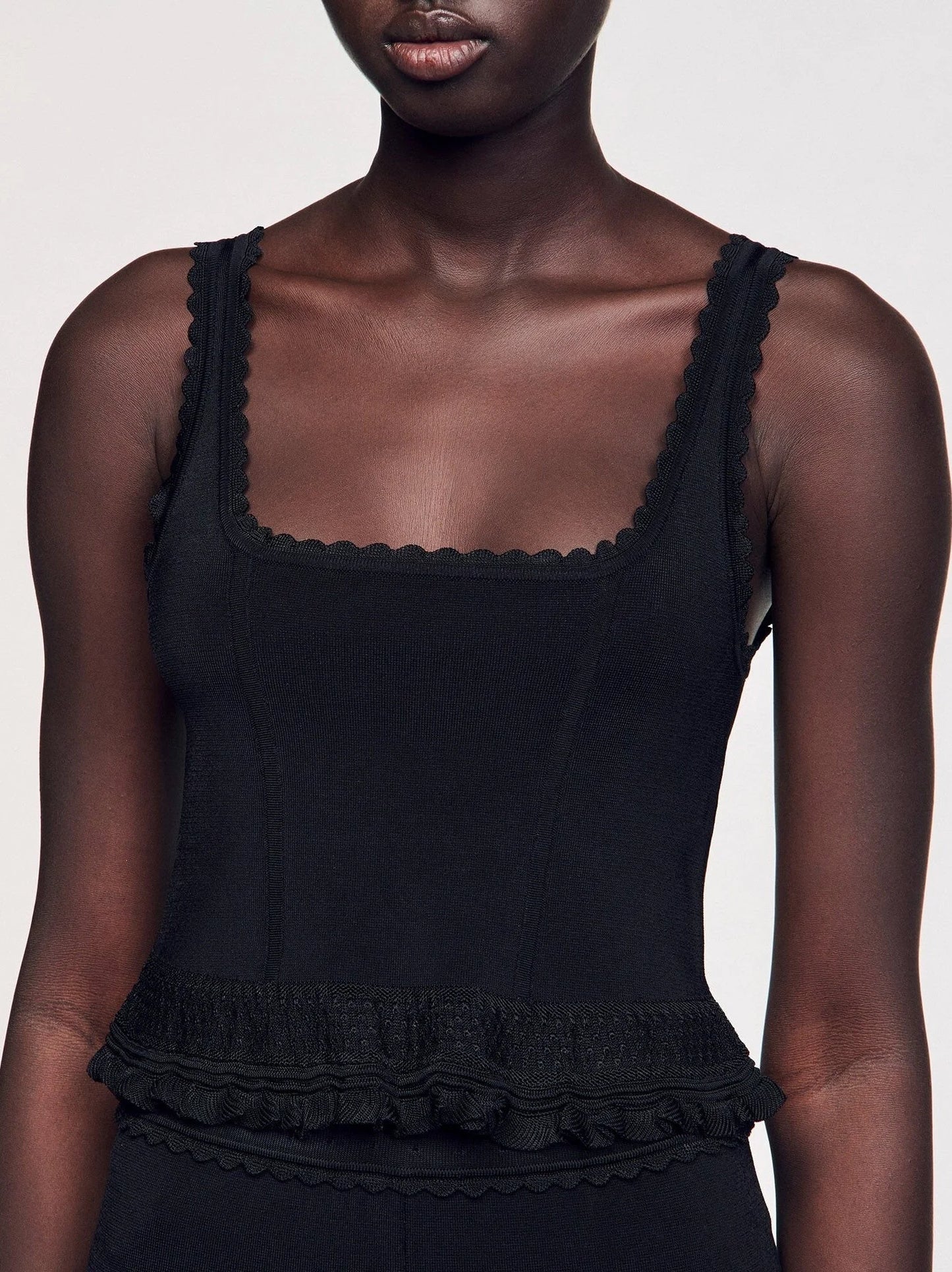 Black Stretch Knit Tank and Capri Set - Suits & Sets