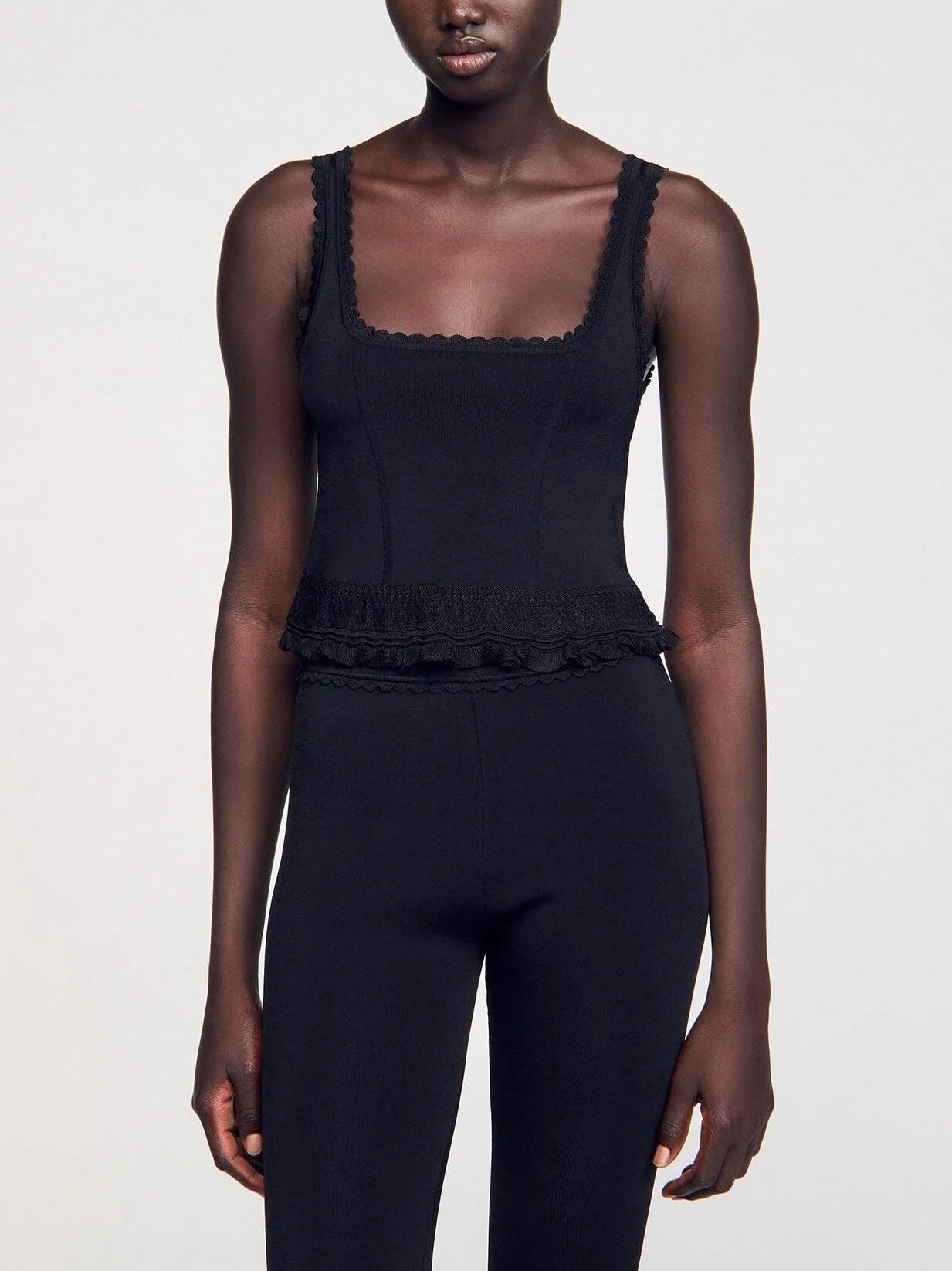 Black Stretch Knit Tank and Capri Set - Suits & Sets
