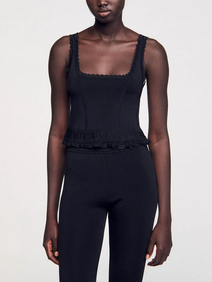 Black Stretch Knit Tank and Capri Set - Suits & Sets