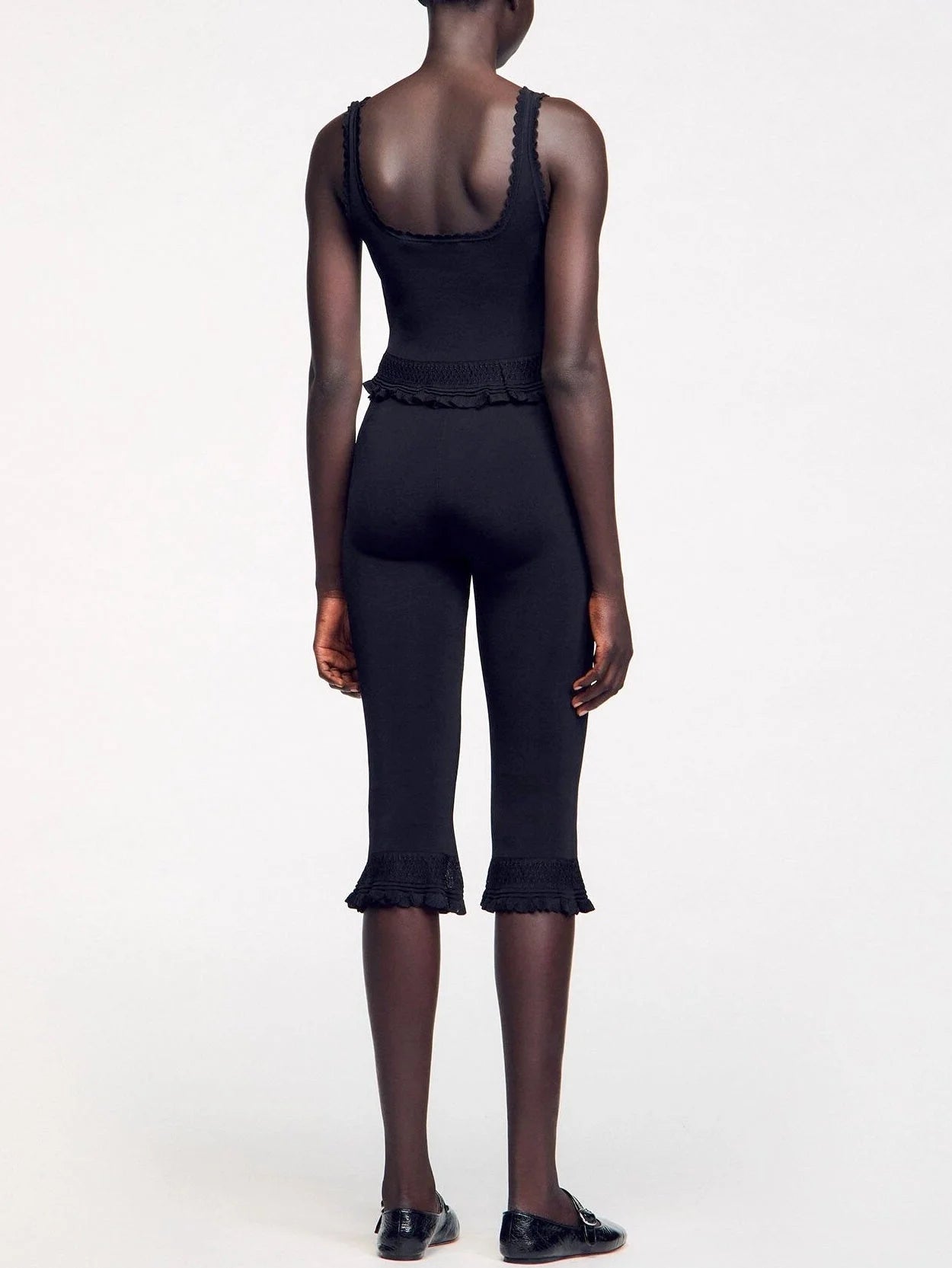 Black Stretch Knit Tank and Capri Set - Suits & Sets