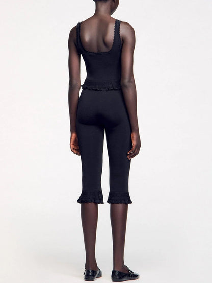 Black Stretch Knit Tank and Capri Set - Suits & Sets