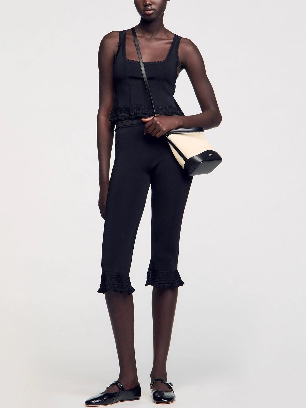 Black Stretch Knit Tank and Capri Set - Suits & Sets