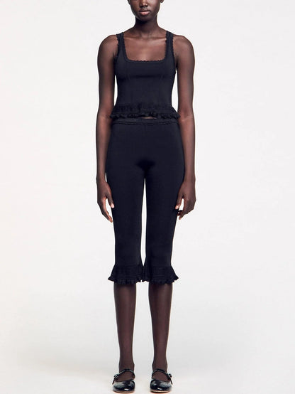 Black Stretch Knit Tank and Capri Set - Suits & Sets