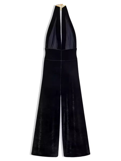 Black Velvet Halter Neck Jumpsuit - Suits & Sets
