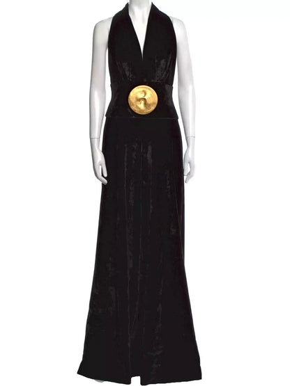 Black Velvet Halter Neck Jumpsuit - Suits & Sets