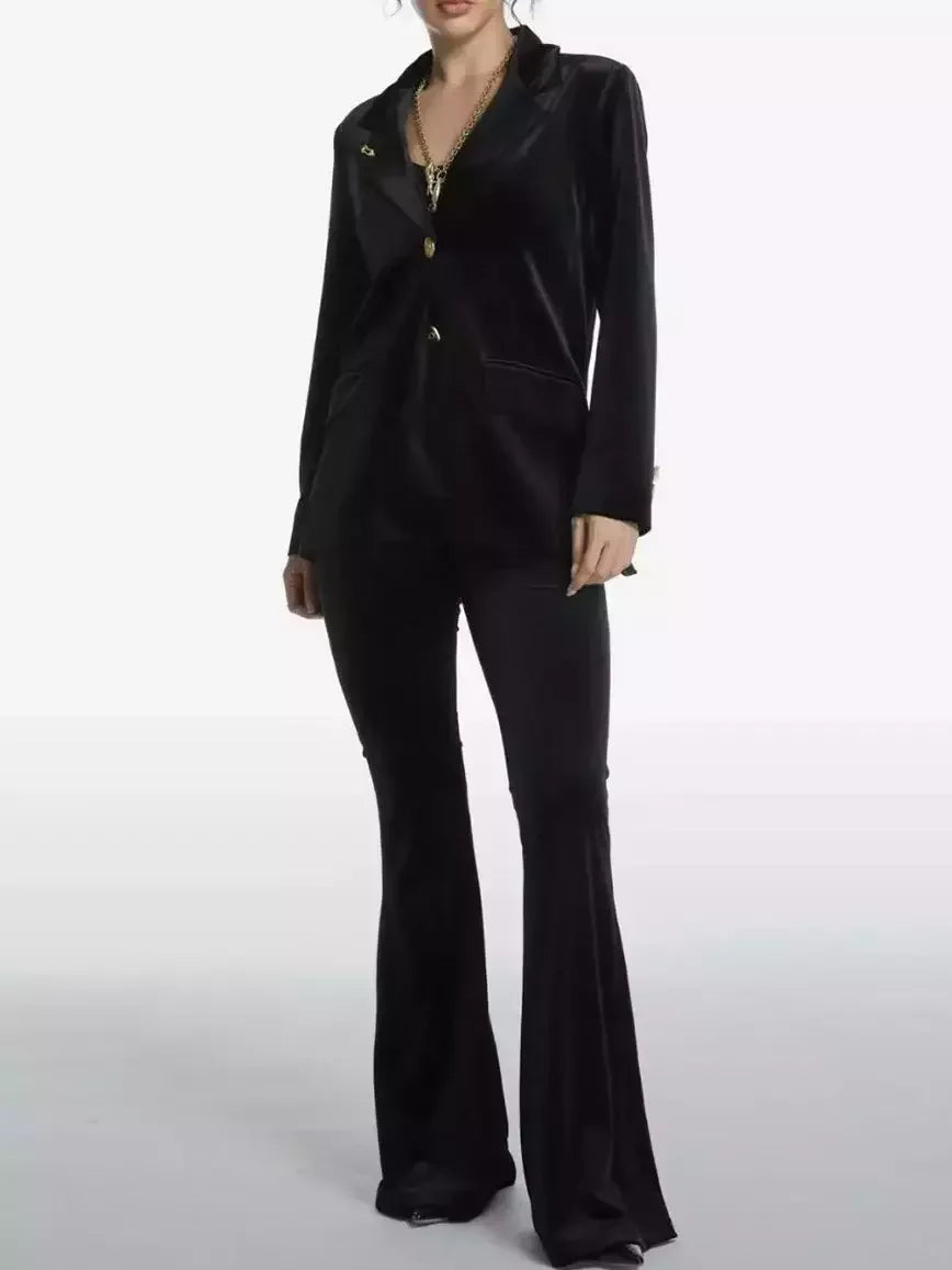 Black Velvet Jacket with Keyhole Embroidery - Jackets