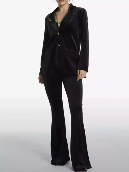 Black Velvet Jacket with Keyhole Embroidery - Jackets