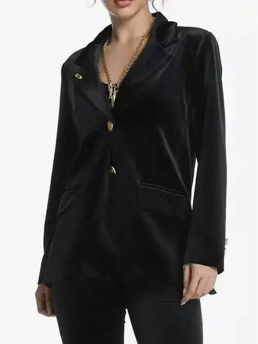 Black Velvet Jacket with Keyhole Embroidery - Small - Jackets