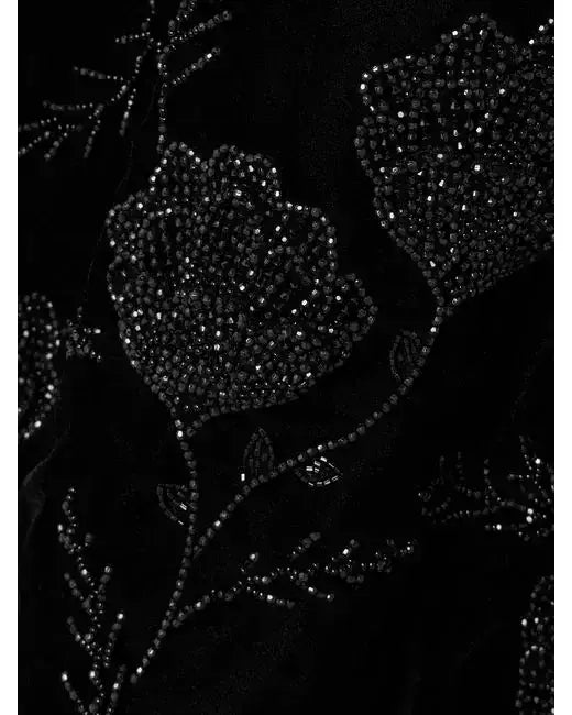 Black Velvet Strapless Embellished Lace-Up Dress - Dresses