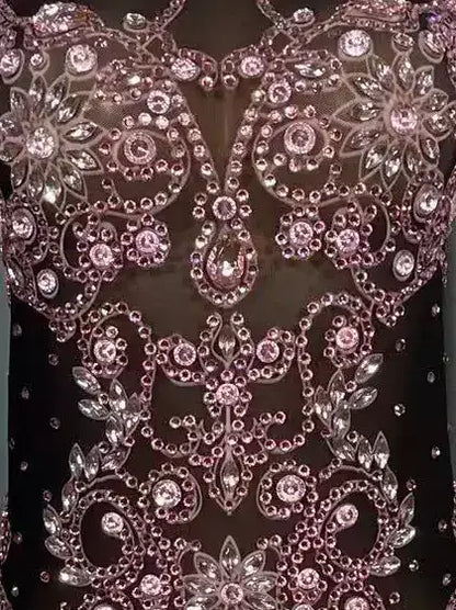 Black & Pink Rhinestone-Embellished Short Dress - Dresses