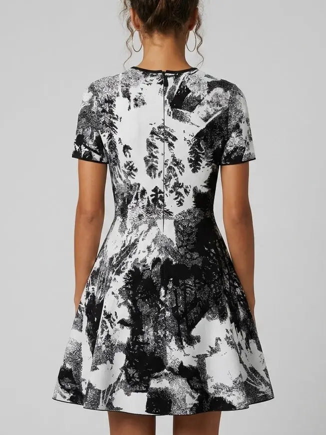 knee length dresses for ladies Bryanna Long Sleeve Mini Dress Black | White | Black | White | Womens main image 0