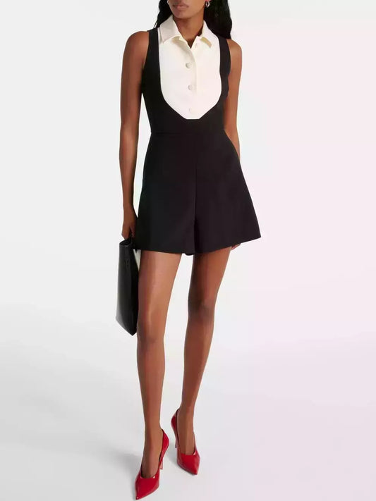 Black and White Tailored Playsuit - Small - Suits & Sets