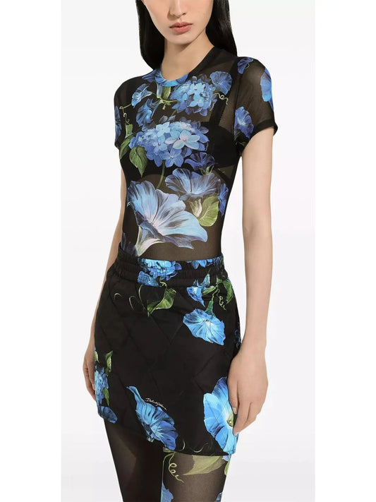 Bluebell Floral-Print Sheer Top - Branna Couture