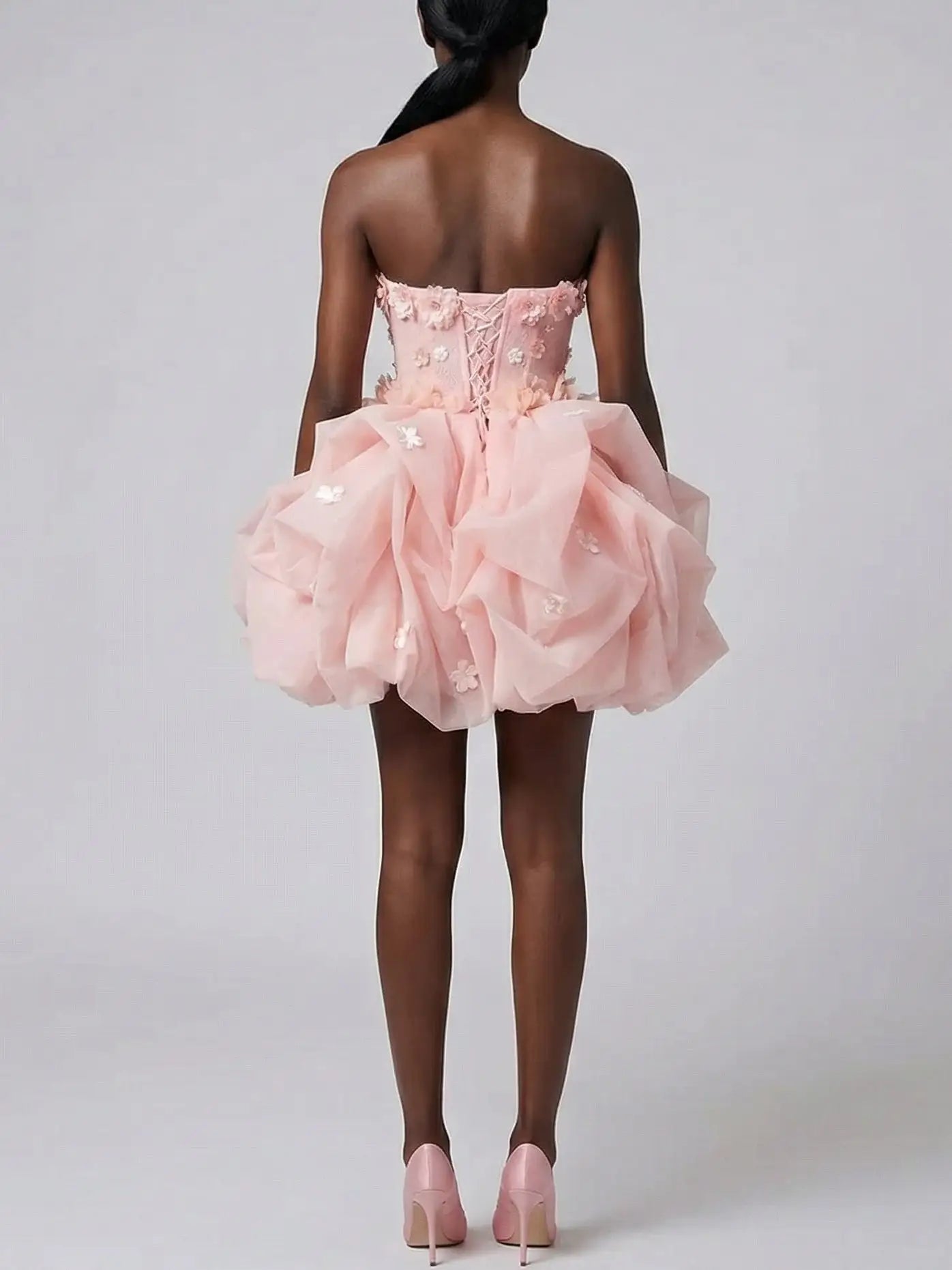 Blush 3D Floral Strapless Tulle Mini Dress - Dresses