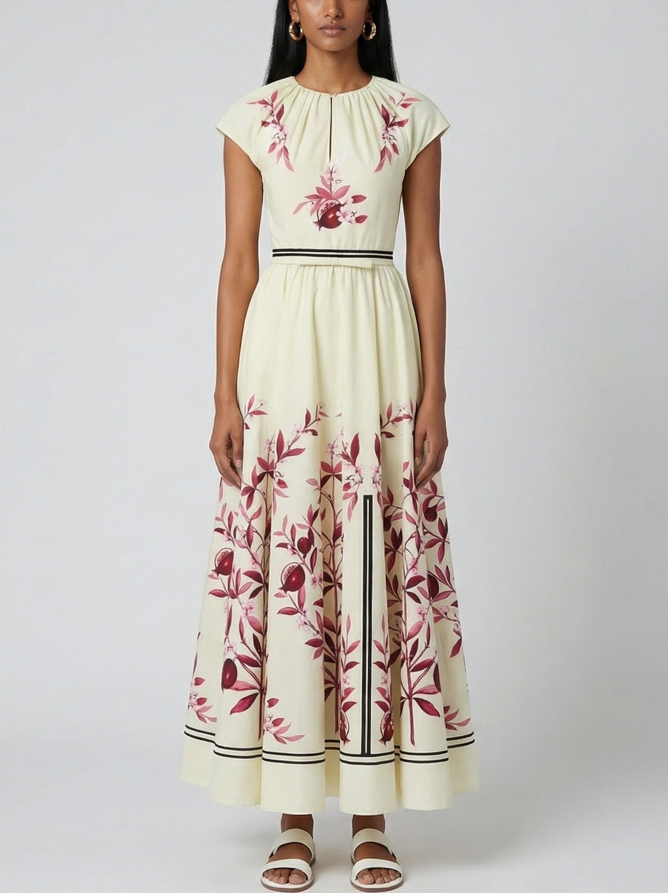 Botanical Border-Print Maxi Dress - S - Dresses