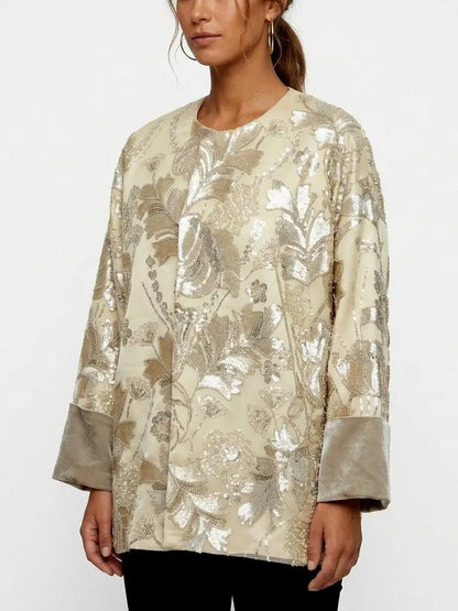 Botanical Embellished Evening Jacket - Jackets