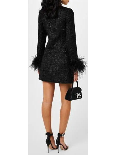 Boucle Feather Mini Dress - Branna Couture