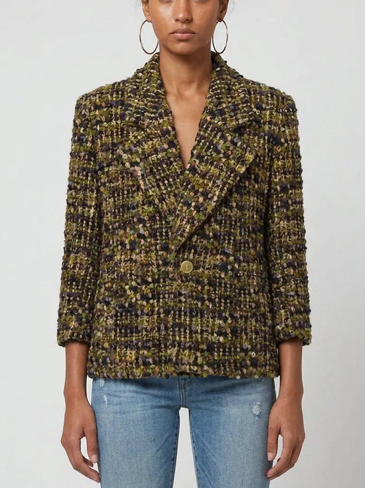 Bouclé Tweed Wool-Blend Jacket - Small
