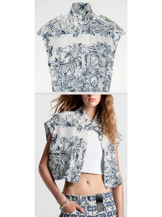 Boxy Tropical Floral Top - Branna Couture