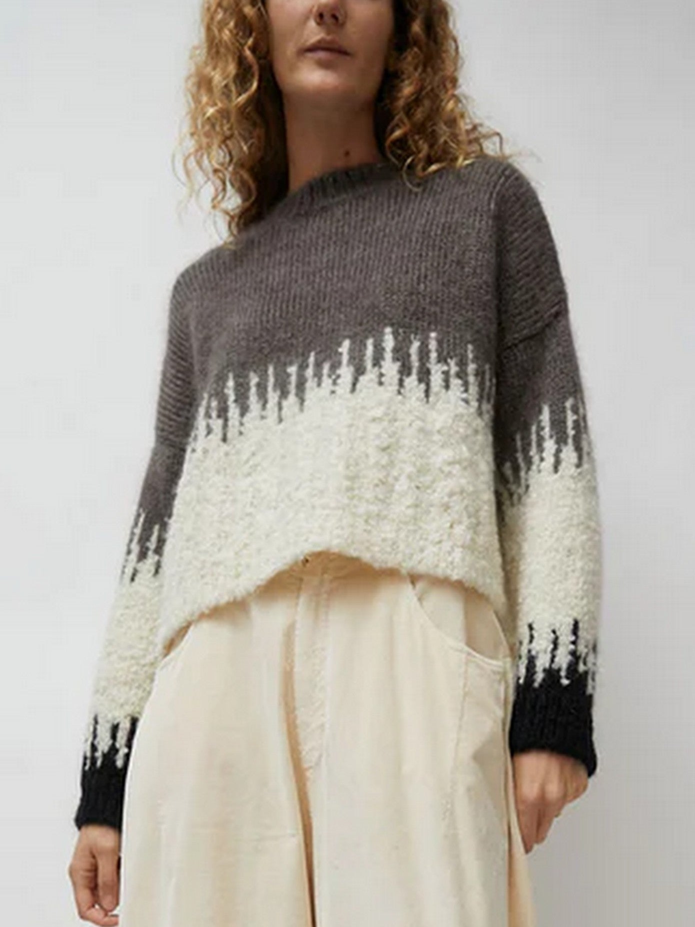 Boxy Textured Wool-Blend Sweater Branna Couture