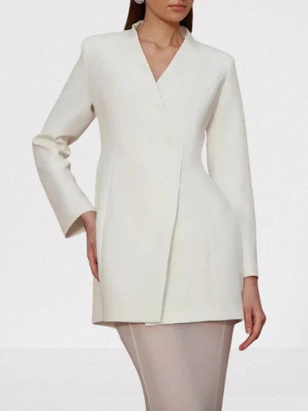 Boxy Blazer and Long Sheer Skirt Set - Suits & Sets