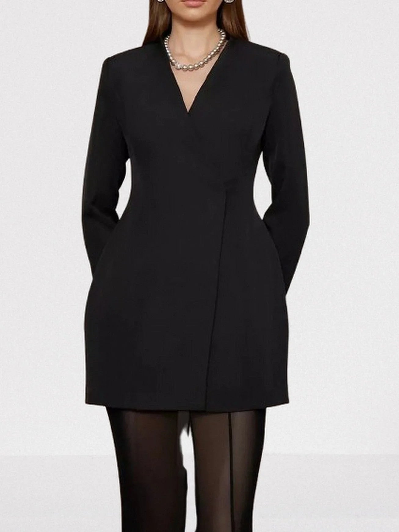 Boxy Blazer and Long Sheer Skirt Set - Suits & Sets