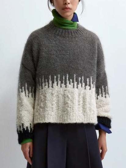 Boxy Textured Wool-Blend Sweater Branna Couture