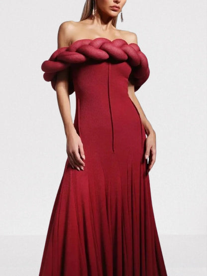Braided Off-Shoulder Exposed-Seam Maxi Dress - Dresses
