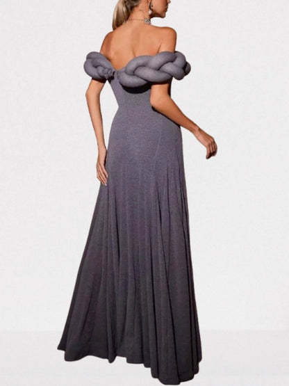 Braided Off-Shoulder Exposed-Seam Maxi Dress - Dresses