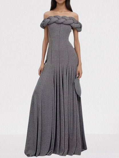 Braided Off-Shoulder Exposed-Seam Maxi Dress - Dresses