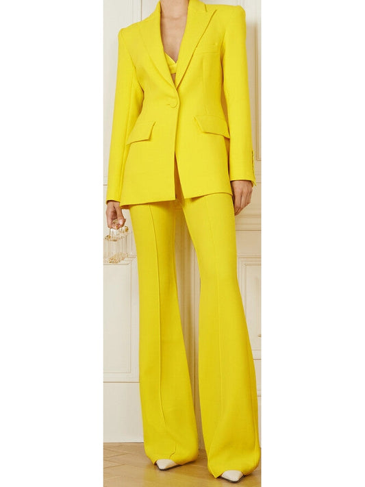 Bright Blazer and Flared Pant Suit in Yellow or Red - Branna Couture