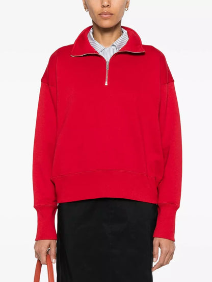 Bright Red Stanfield Zip Polo Sweatshirt Branna Couture