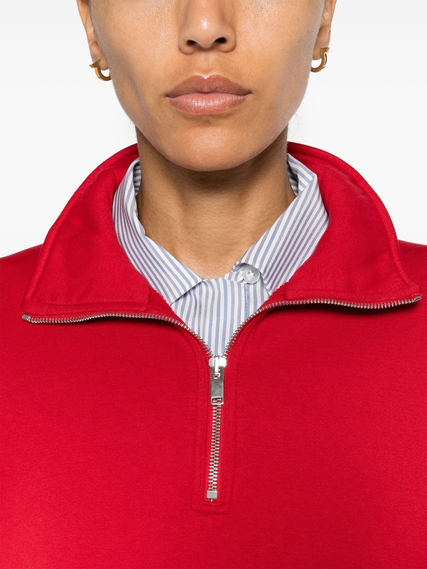 Bright Red Stanfield Zip Polo Sweatshirt Branna Couture