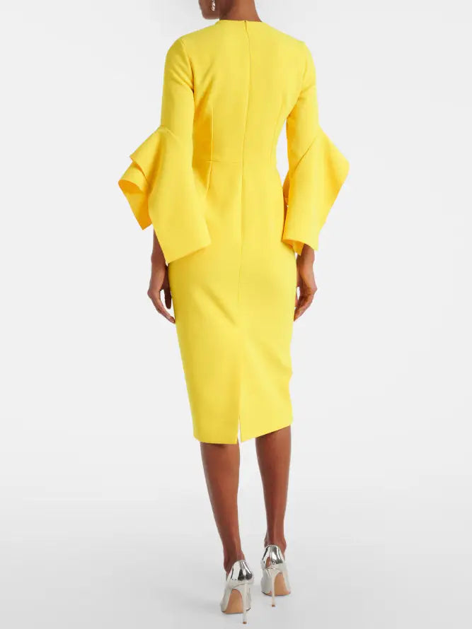 Bright Yellow Sculptured-Sleeve Dress - Dresses