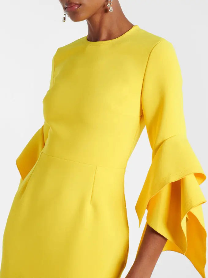 Bright Yellow Sculptured-Sleeve Dress - Dresses