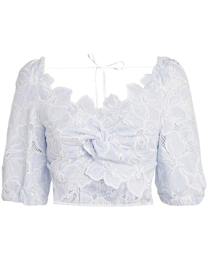 Broderie Anglaise Crop Top and Mini Skirt Set - Suits & Sets