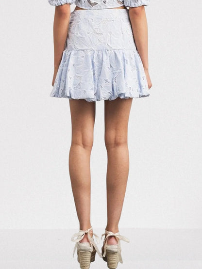 Broderie Anglaise Crop Top and Mini Skirt Set - Suits & Sets